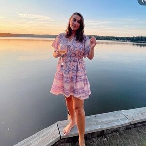 Pink and Blue Patterned Dress